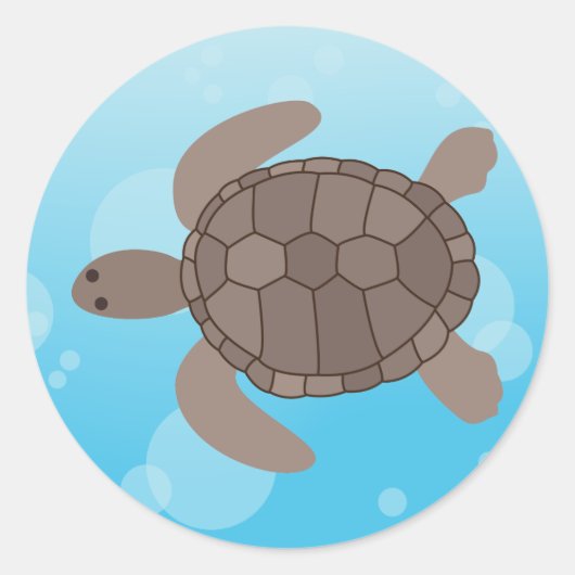 Zee Turtle Ronde Sticker (Voorkant)