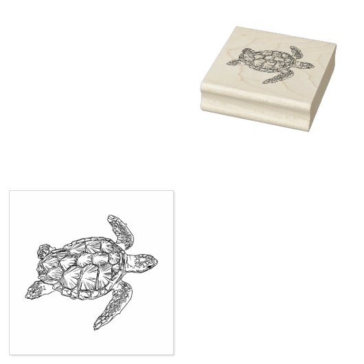 Zee Turtle Rubberstempel (Gestempeld)