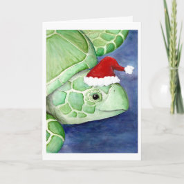 Zee Turtle Santa Feestdagen Kaart