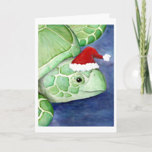Zee Turtle Santa Feestdagen Kaart