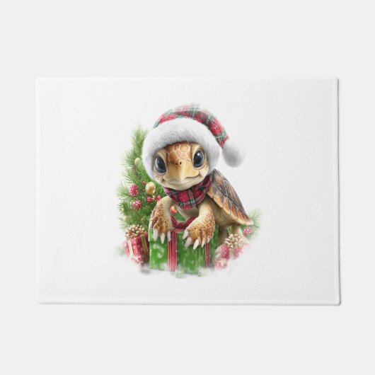 Zee Turtle Shirt Christmas Santa Hat Deurmat (Voorkant)