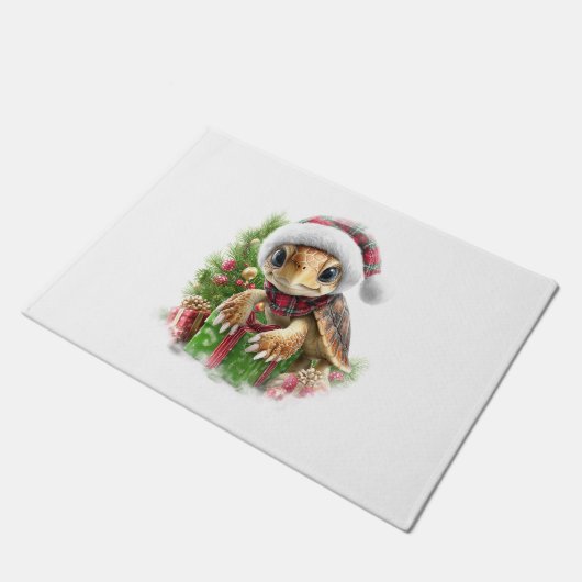 Zee Turtle Shirt Christmas Santa Hat Deurmat (Schuin)