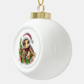 Zee Turtle Shirt Christmas Santa Hat Keramische Bal Ornament (Rechts)