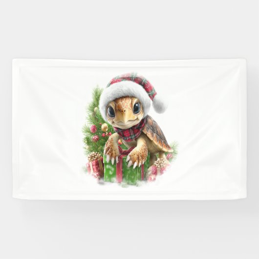 Zee Turtle Shirt Christmas Santa Hat Spandoek (Horizontaal)