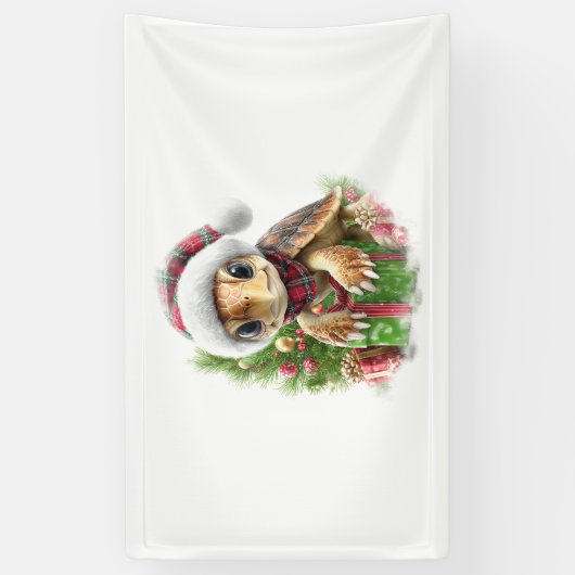 Zee Turtle Shirt Christmas Santa Hat Spandoek (Verticaal)