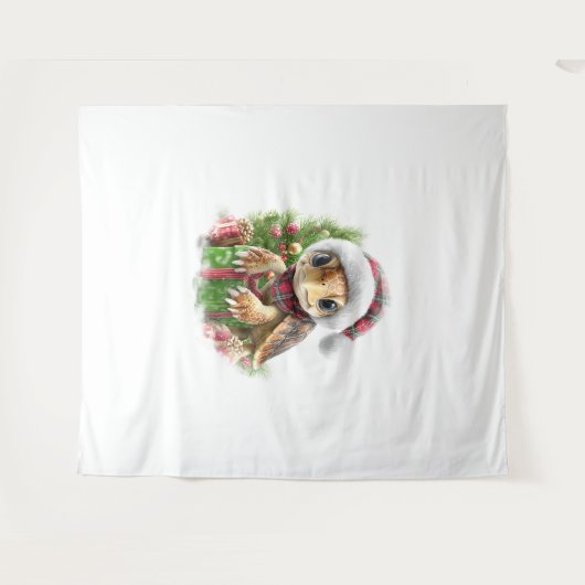 Zee Turtle Shirt Christmas Santa Hat Wandkleed (Voorkant (horizontaal))