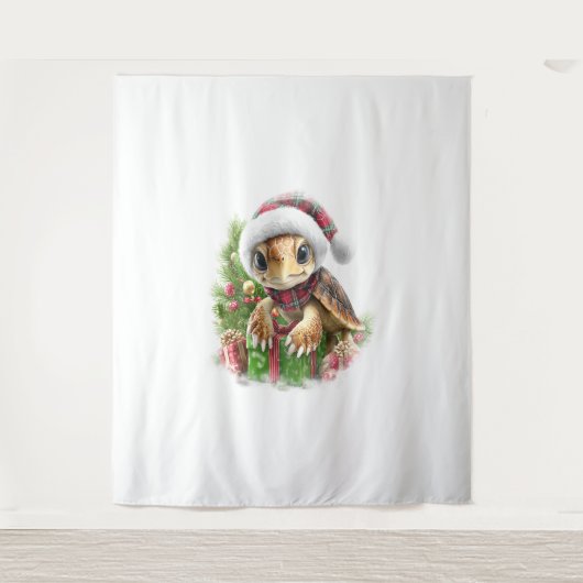 Zee Turtle Shirt Christmas Santa Hat Wandkleed (Voorkant)