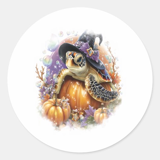 Zee Turtle Shirt Zee Halloween Ronde Sticker (Voorkant)