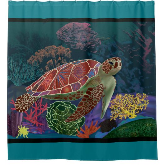 Zee Turtle Shower Curtain Douchegordijn (Voorkant)