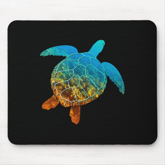 Zee Turtle Silhouette Earth Day en Ocean Week Lon Muismat (Voorkant)