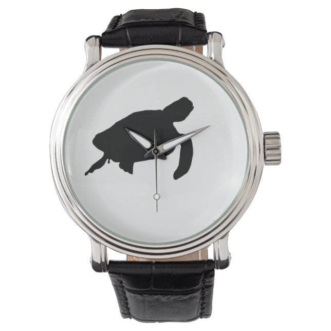 Zee Turtle Silhouette Horloge (Voorkant)