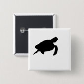 Zee Turtle Silhouette Vierkante Button 5,1 Cm (Voorkant /achterkant)