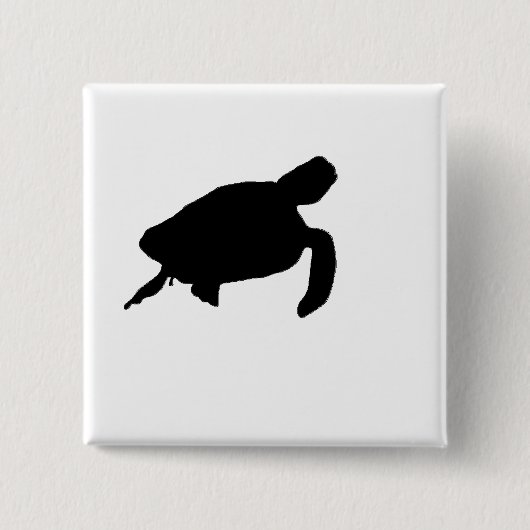 Zee Turtle Silhouette Vierkante Button 5,1 Cm (Voorkant)