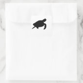 Zee Turtle Silhouette Vierkante Sticker (Tas)