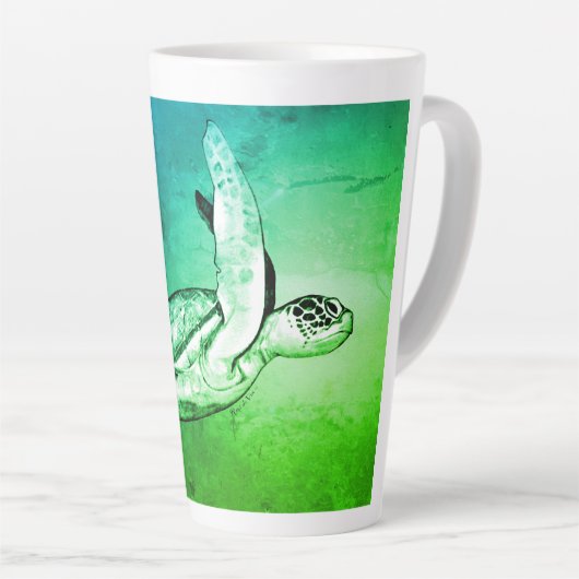 Zee Turtle Spirit Animal Originele kunst Latte Mok (Rechterhoek)