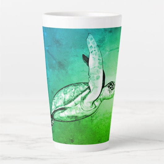 Zee Turtle Spirit Animal Originele kunst Latte Mok (Voorkant)