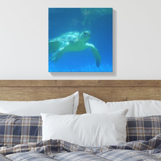 Zee Turtle Swim Canvas Print (Insitu (Slaapkamer))