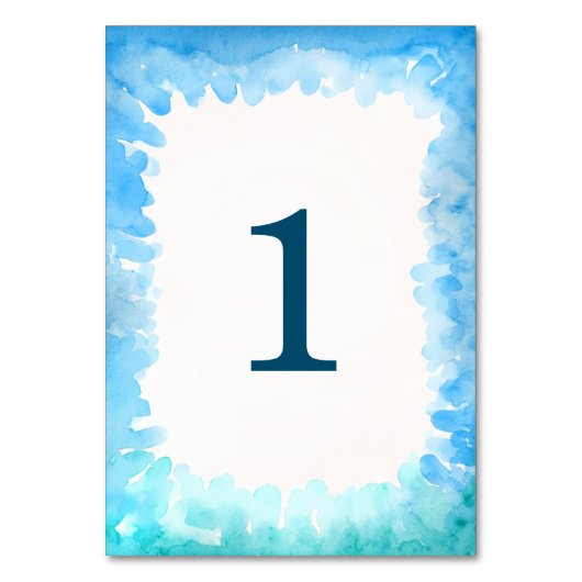 Zee Turtle Table Kaarten - Blue Green Waterverf (Voorkant)