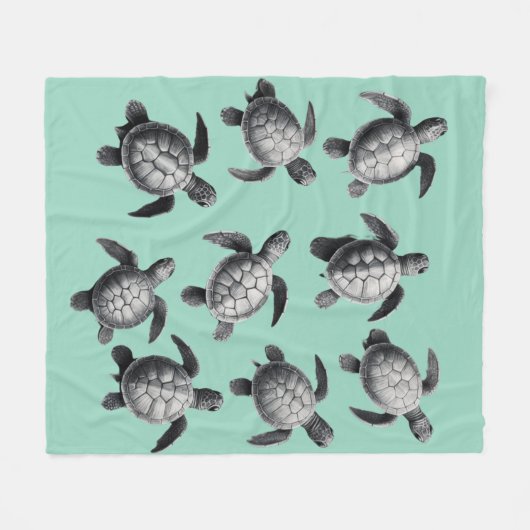 Zee Turtle Team Fleece Deken (Voorkant (Horizontaal))