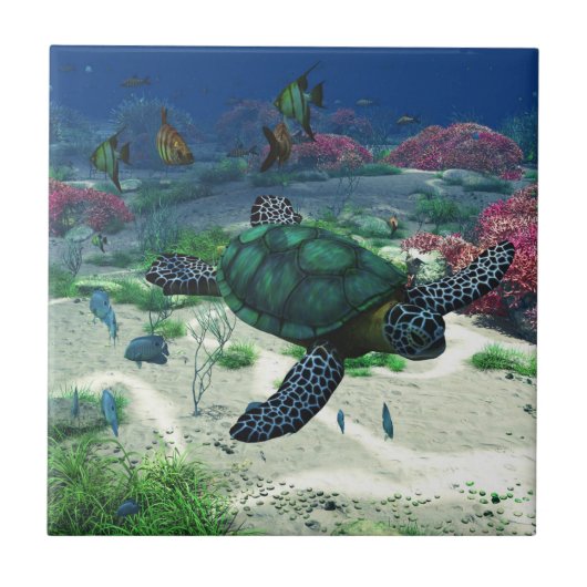 Zee Turtle Tegeltje (Voorkant)