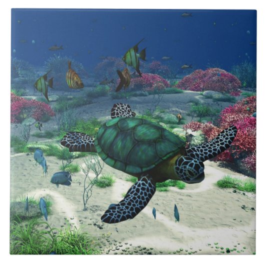 Zee Turtle Tegeltje (Voorkant)