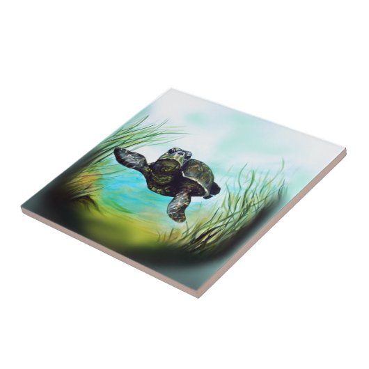 Zee Turtle Tegeltje (Zijkant)