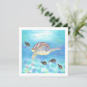 Zee Turtle Tekening Art Flat Dank u / Opmerking Ka Bedankkaart (Staand voorkant)