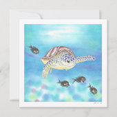 Zee Turtle Tekening Art Flat Dank u / Opmerking Ka Bedankkaart (Voorkant)