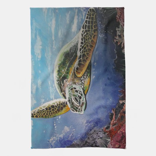 Zee Turtle Theedoek (Verticaal)
