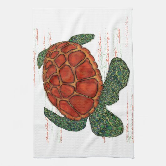 Zee Turtle Theedoek (Verticaal)