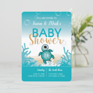 Zee Turtle Thema Baby shower Uitnodiging