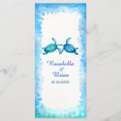 Zee Turtle Theme Aangepast menu Kaarten | Blauw &  (Achterkant)