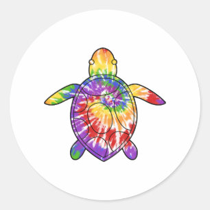Zee Turtle tie kleurstof Ronde Sticker
