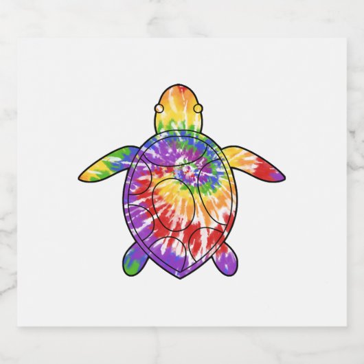 Zee Turtle tie kleurstof Sparkling Wijnetiket (Enkel label)