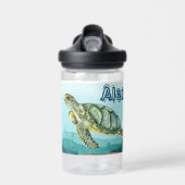 Zee Turtle Tortoise Aangepaste naam Waterfles (Voorkant)