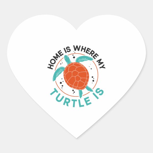 Zee Turtle Tortoise Home is waar Hart Sticker (Voorkant)