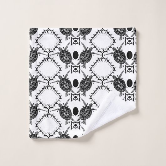 Zee Turtle Tortoise Moons Patroon Bad Handdoek (Wasdoekje)