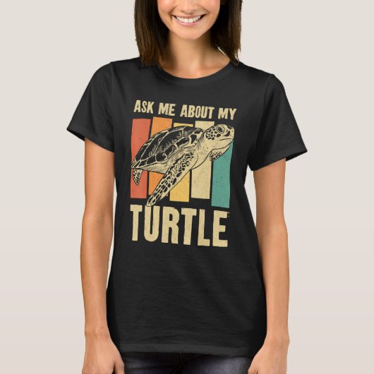 Zee Turtle Tortoise Retro  Vraag me naar mijn T-shirt (Voorkant)