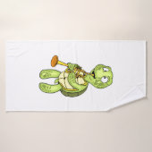 Zee Turtle Trompettist Speler Kinder Muziek Orkest Badhanddoek (Badhanddoek)