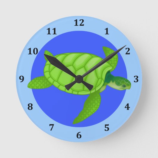 Zee Turtle Tropical Beach Ocean Blue Ronde Klok (Voorkant)
