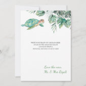 Zee Turtle Tropical Leaves Waterverf Wedding Bedankkaart (Voorkant)
