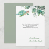Zee Turtle Tropical Leaves Waterverf Wedding Bedankkaart (Voorkant / Achterkant)