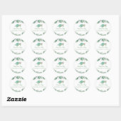 Zee Turtle Tropical Leaves Waterverf Wedding Clas Ronde Sticker (Vel)