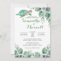 Zee Turtle Tropical Leaves Waterverf Wedding