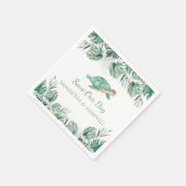 Zee Turtle Tropical Leaves Waterverf Wedding Servet (Hoek)