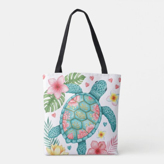 Zee Turtle Tropical Summer Tote Bag (Achterkant)