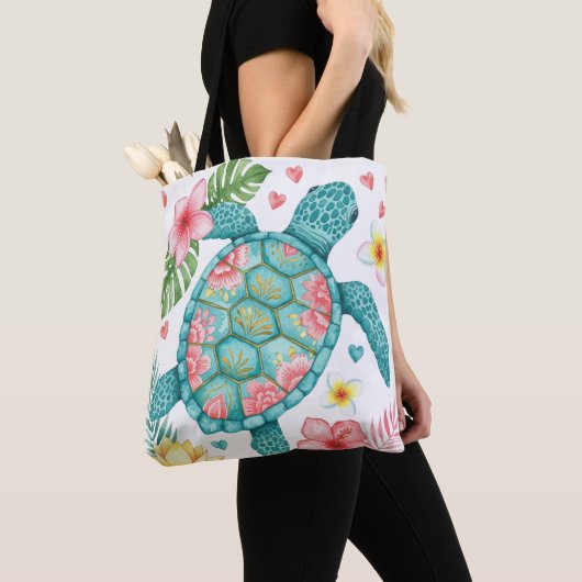 Zee Turtle Tropical Summer Tote Bag (Dichtbij)