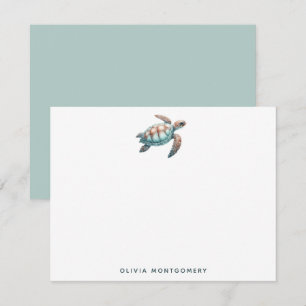 Zee Turtle Tropical Waterverf Blauw Groen Persoonl Notitiekaartje