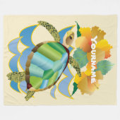  Zee Turtle Tropical Yellow Hibiscus Flowers Fleece Deken (Voorkant (Horizontaal))