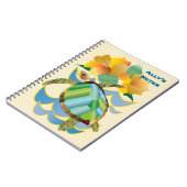  Zee Turtle Tropical Yellow Hibiscus Flowers Notitieboek (Linkerzijde)